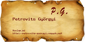 Petrovits Györgyi névjegykártya
